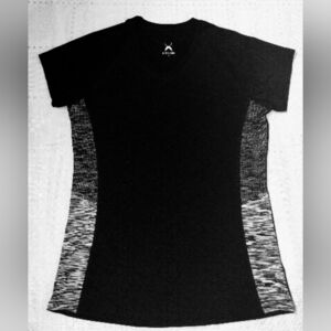 Game Time Top Women's Large V Neck Black Gray Proformance Athletic Tee
